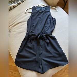 Super cute short romper with tie belt and pockets